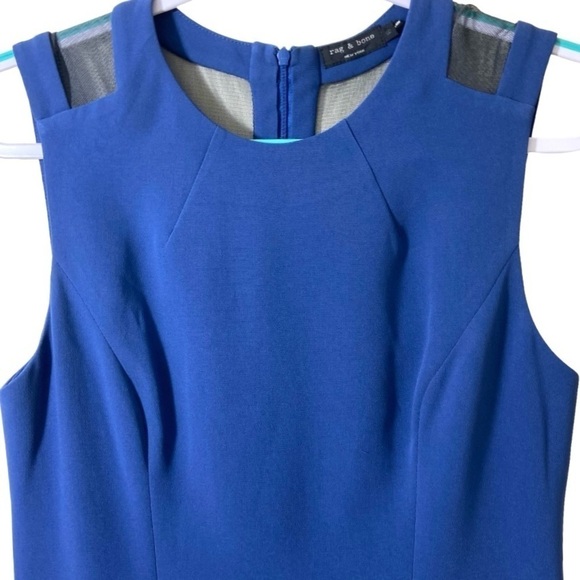 Rag & Bone Sleeveless Ruby Dress in Blue Fit Flare Mesh Back Zipper MSRP  $475 6 - Picture 2 of 14